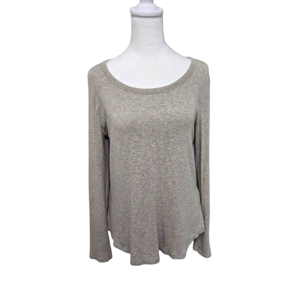 Cynthia Rowley Gray Long Sleeve Scoop Neck Relaxed T-Shirt Size L
